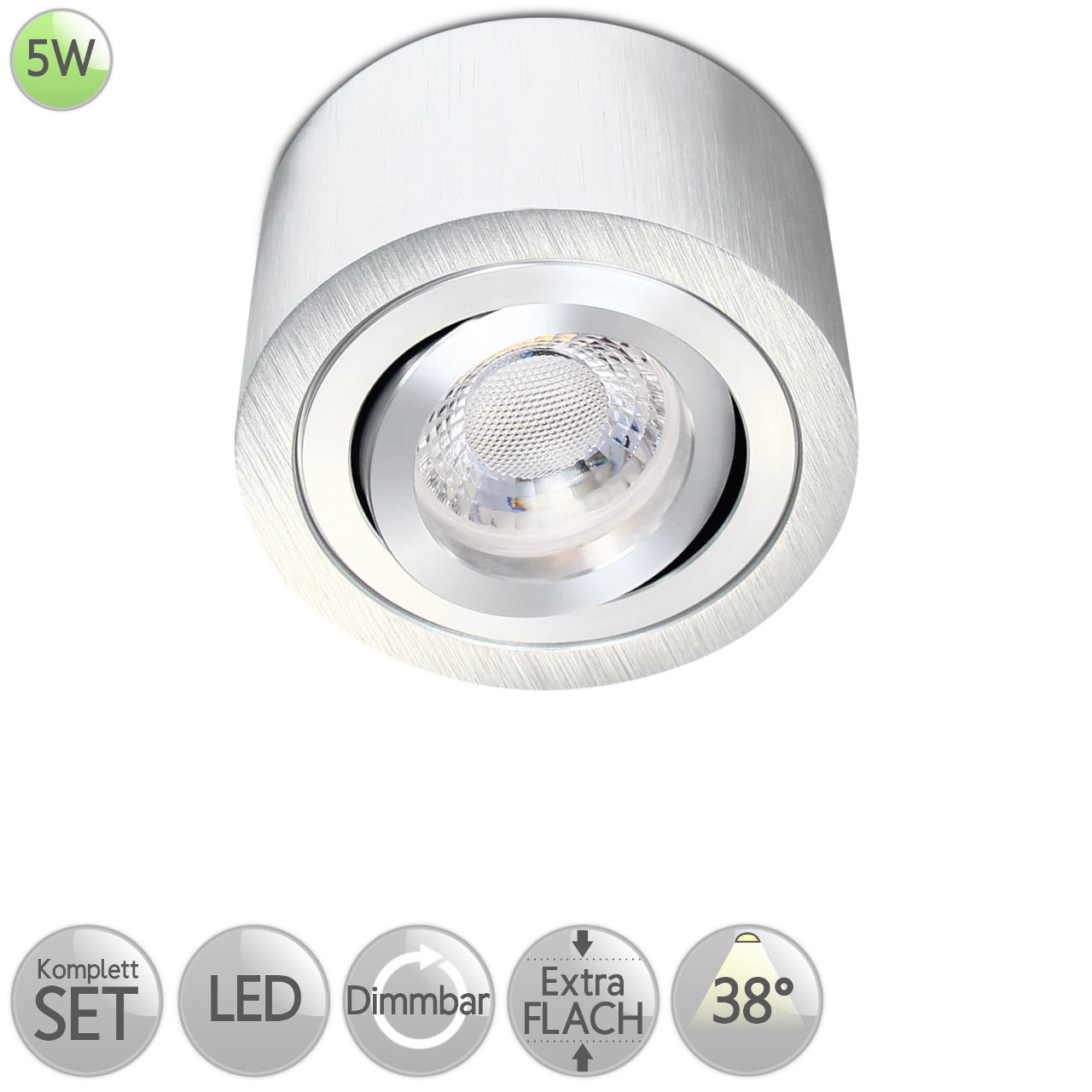 LED Modul 5W 3000K Dimmbar Alu mit Linse, Flat Modul, Spots, Leuchtmittel